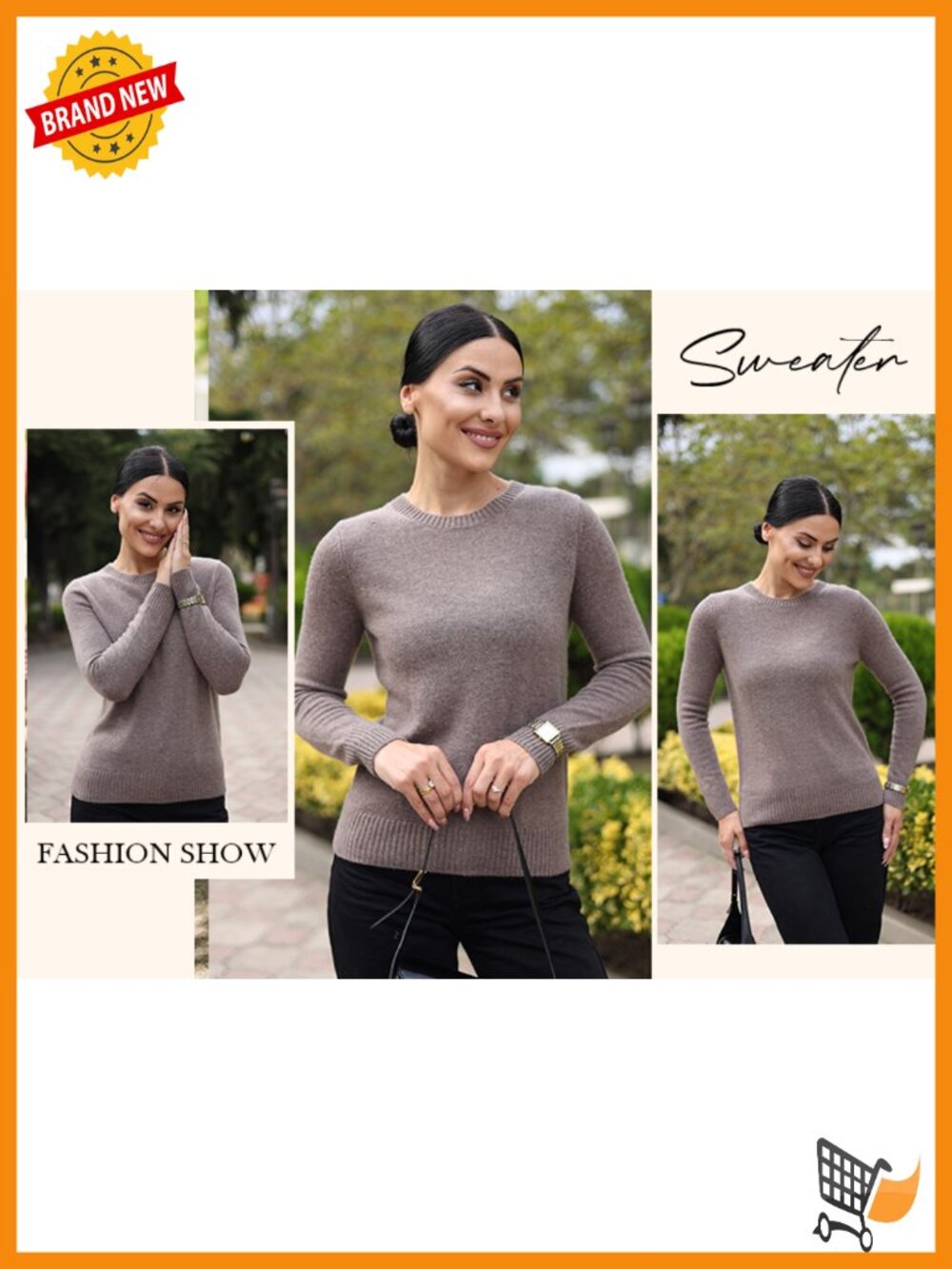 Cashmere Merino Wool Crewneck Pullover Sweater Long Sleeve - Picture 6 of 6